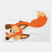 Cute Inquisitive Cartoon Fox Kitchen Towel Theedoek (Horizontaal)