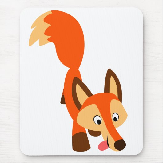 Cute Inquisitive Cartoon Fox Mousepad Muismat (Voorkant)