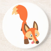 Cute Inquisitive Cartoon Fox Onderzetter (Voorkant)