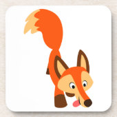 Cute Inquisitive Cartoon Fox Onderzetters Set (Voorkant)