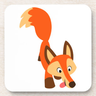 Cute Inquisitive Cartoon Fox Onderzetters Set