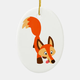 Cute Inquisitive Cartoon Fox Ornament