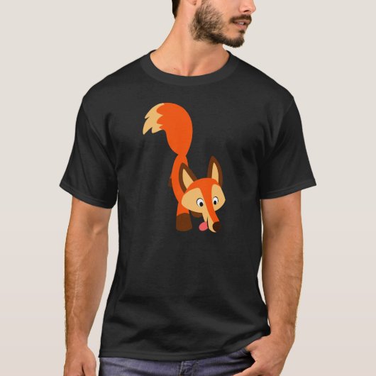 Cute Inquisitive Cartoon Fox T-Shirt (Voorkant)