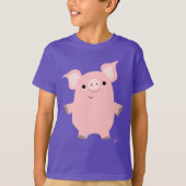 Cute Inquisitive Cartoon Pig Children T-shirt (Voorkant)