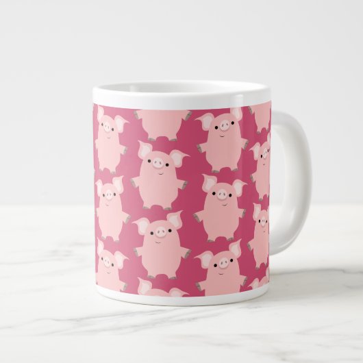 Cute Inquisitive Cartoon Pigs Jumbo Mok (Voorkant rechts)