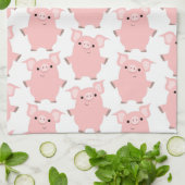 Cute Inquisitive Cartoon Pigs Kitchen Towel Theedoek (Gevouwen)