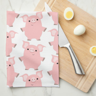 Cute Inquisitive Cartoon Pigs Kitchen Towel Theedoek