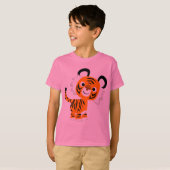 Cute Inquisitive Cartoon Tiger Children T-Shirt (Voorkant volledig)