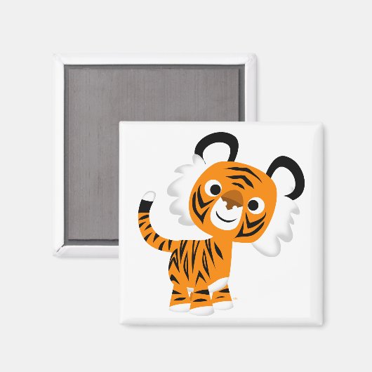 Cute Inquisitive Cartoon Tiger Magnet (Voorkant / Achterkant)