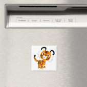 Cute Inquisitive Cartoon Tiger Magnet (Insitu (Vaatwasser))