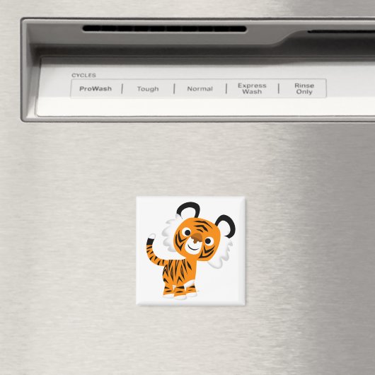 Cute Inquisitive Cartoon Tiger Magnet (Insitu (Vaatwasser))