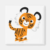 Cute Inquisitive Cartoon Tiger Magnet (Voorkant)