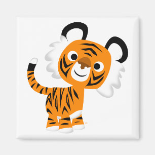 Cute Inquisitive Cartoon Tiger Magnet
