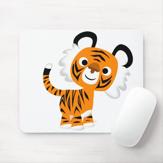 Cute Inquisitive Cartoon Tiger Mousepad Muismat (Met muis)