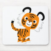 Cute Inquisitive Cartoon Tiger Mousepad Muismat (Voorkant)