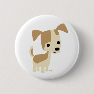 Cute Inquisitive Little Cartoon Dog Ronde Button 5,7 Cm