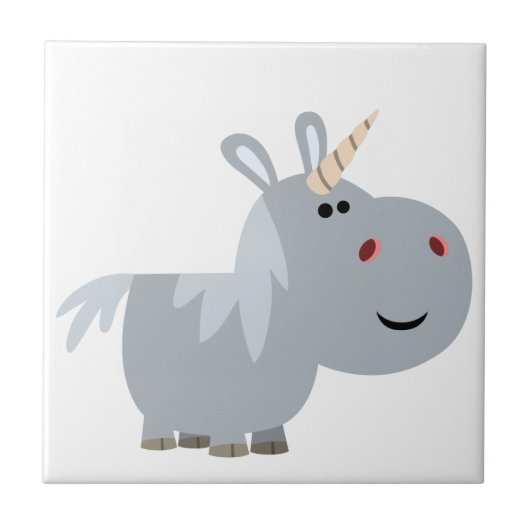 Cute Inscrobable Cartoon Unicorn Tile Tegeltje (Voorkant)