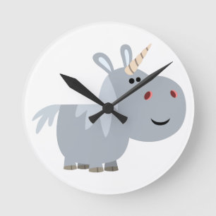 Cute Inscrobable Cartoon Unicorn Wall Clock Ronde Klok