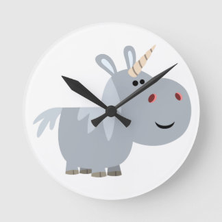 Cute Inscrobable Cartoon Unicorn Wall Clock Ronde Klok