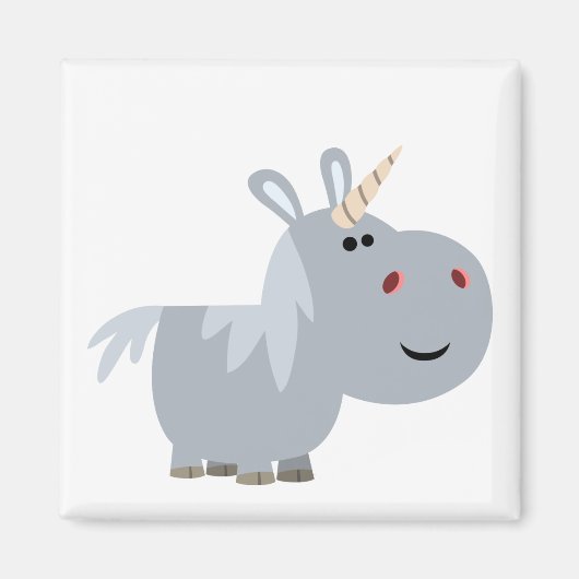 Cute Inscrutable Cartoon Unicorn Magnet (Voorkant)