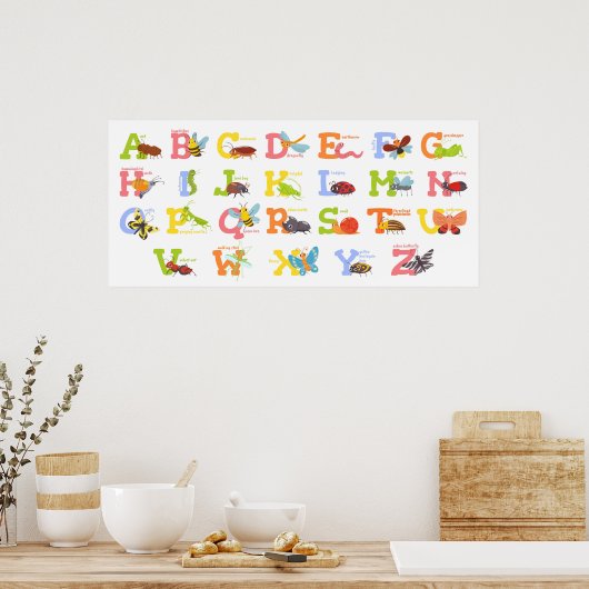 Cute Insect Alphabet Poster (Keuken)