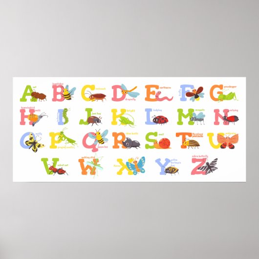 Cute Insect Alphabet Poster (Voorkant)