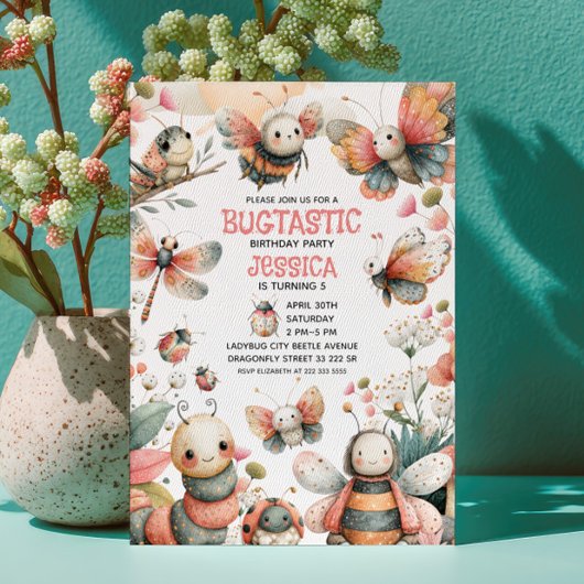Cute Insects Bugtastic Festive Kids Birthday Party Kaart