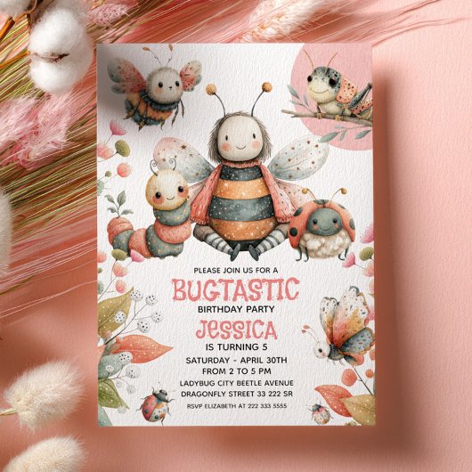 Cute Insects BUGTASTIC Waterccolor Kids' Birthday Kaart