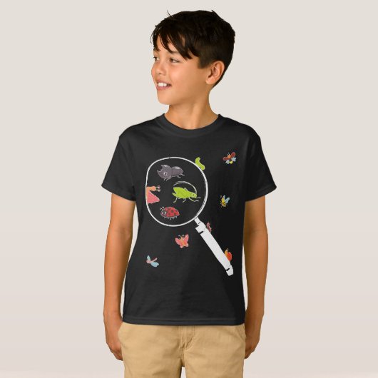 Cute Insects Magnifier Ladybug Bee Ant Bug T-shirt (Voorkant volledig)