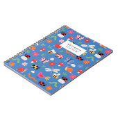 Cute Insects & Nature Pattern in Blue Notitieboek (Linkerzijde)