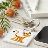 Cute Insouciant Cartoon Cheetah AcrylSleutelhanger Sleutelhanger (Voorkant Rechts)