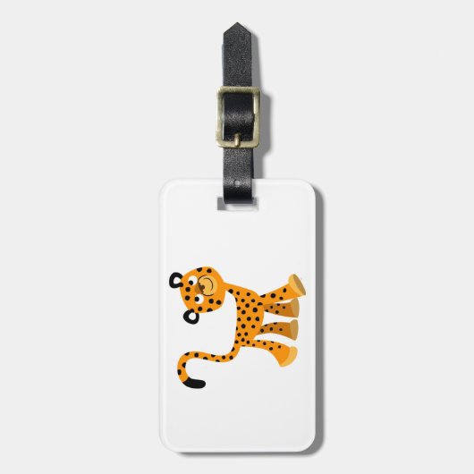 Cute Insouciant Cartoon Cheetah Bagagelabel (Voorkant verticaal)