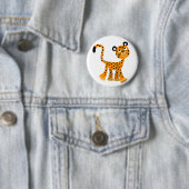 Cute Insouciant Cartoon Cheetah Button Badge (In situ)