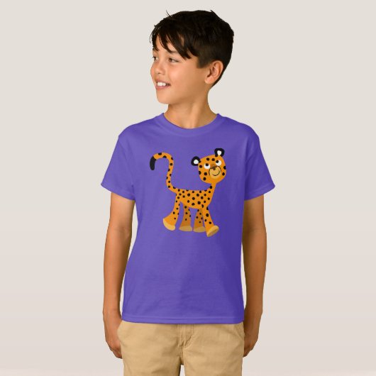 Cute Insouciant Cartoon Cheetah Children T-Shirt (Voorkant volledig)