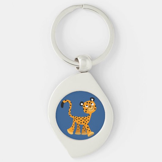 Cute Insouciant Cartoon Cheetah Metal Sleutelhange Sleutelhanger (Voorkant)