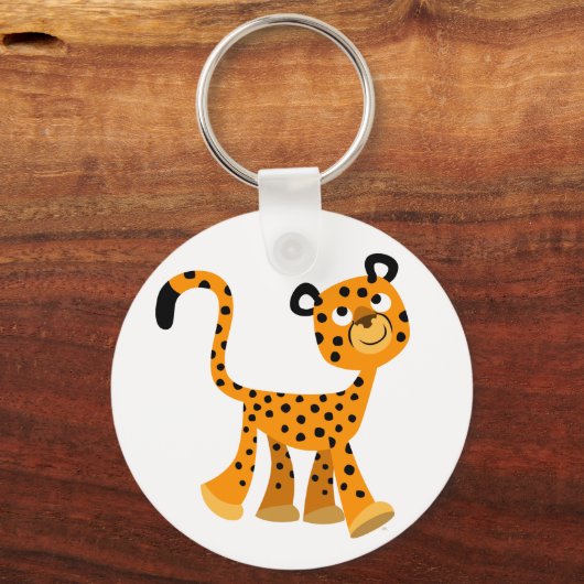 Cute Insouciant Cartoon Cheetah Sleutelhanger (Voorkant)
