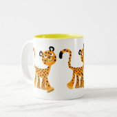 Cute Insouciant Cartoon Cheetah Tweekleurige Koffiemok (Voorkant links)