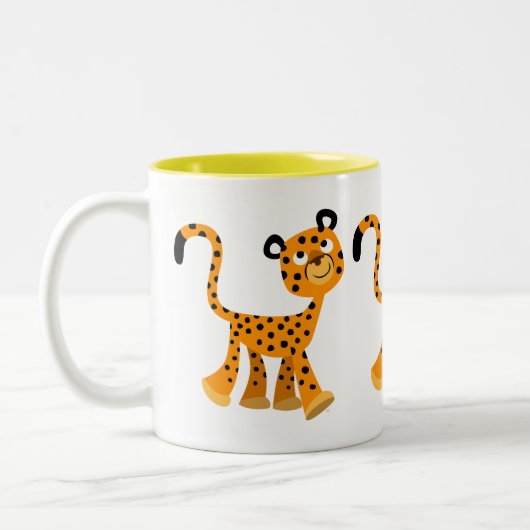 Cute Insouciant Cartoon Cheetah Tweekleurige Koffiemok (Links)