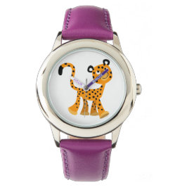 Cute Insouciant Cartoon Cheetah Watch Horloge