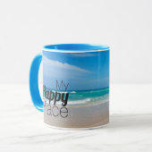 Cute Inspirerend Beach Lovert mijn Happy Place Mok (Voorkant links)