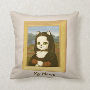 Cute Inspirerend Mona Lisa Cat Pun Kussen