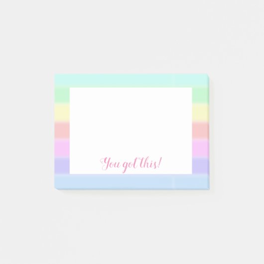 Cute Inspirerend "You got this" Rainbow Striped Post-it® Notes (Voorkant)