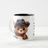 Cute Inspiring Bear Design Invent Make Something Tweekleurige Koffiemok (Voorkant links)