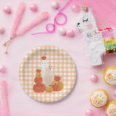 Cute Invisible Halloween Pumpkin Ghost Gingham Papieren Bordje (Feest)