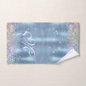 Cute iridescen ice blue faux monogram bad handdoek (Handdoek)