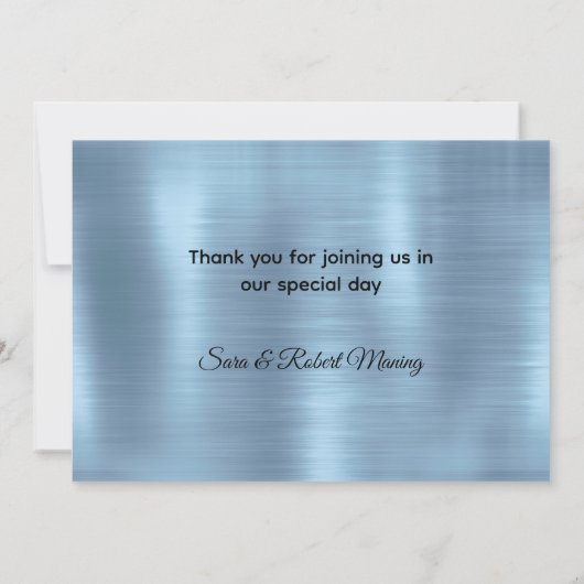 Cute iridescen ice blue faux monogram bedankkaart (Achterkant)