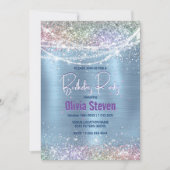 Cute iridescen ice blue faux monogram kaart (Voorkant)