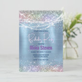 Cute iridescen ice blue faux monogram kaart (Staand voorkant)