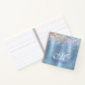 Cute iridescen ice blue faux monogram notitieboek (Binnen)
