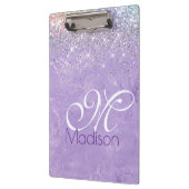 Cute iridescen lila paarse faux glitter monogram klembord (Links)